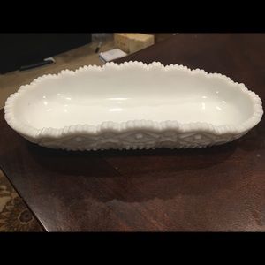 Vintage Milk Glass Celery Dish